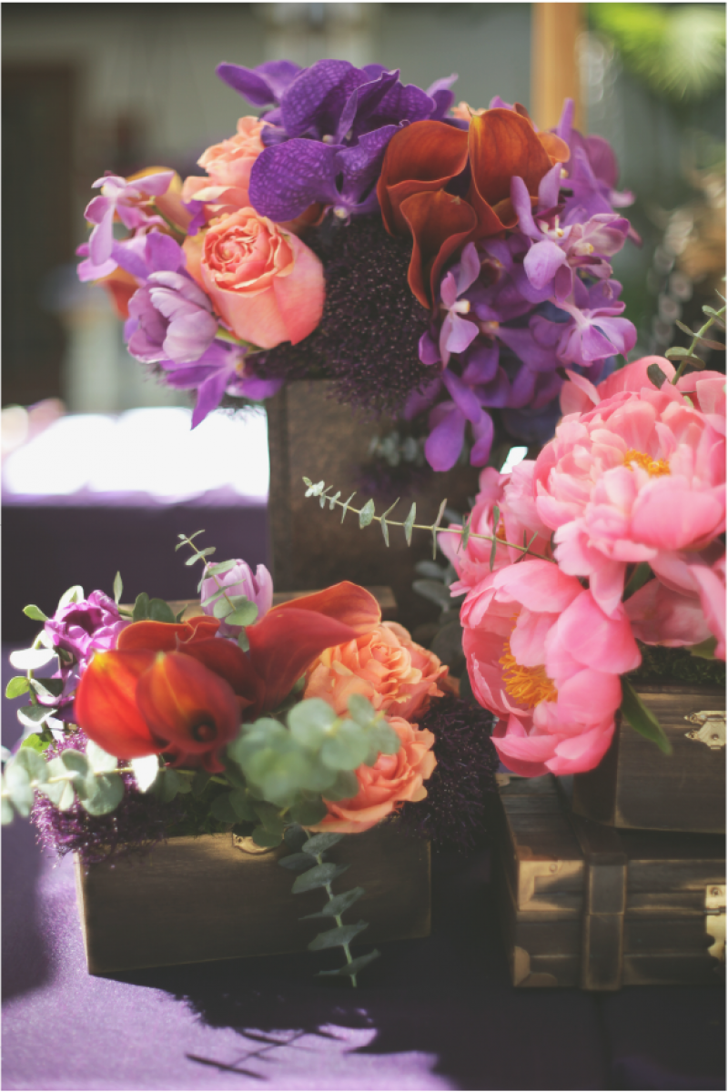 Event Floral Design Purple And Pink Treasure Chest